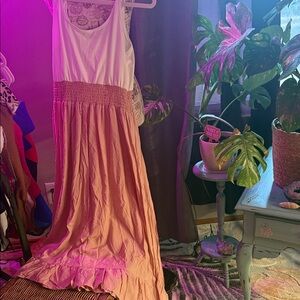 Cupshe White and Pink Maxi Dress